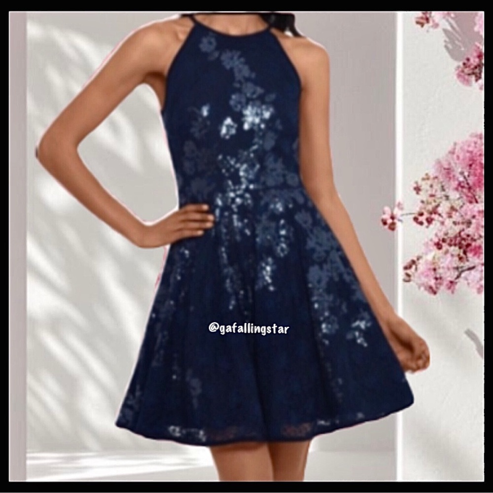 Xscape Sequin Halter Dress